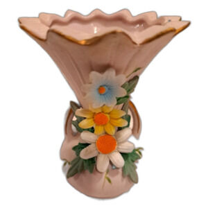 Vintage handpainted miniature vase with yellow & white flowers, made in Japan